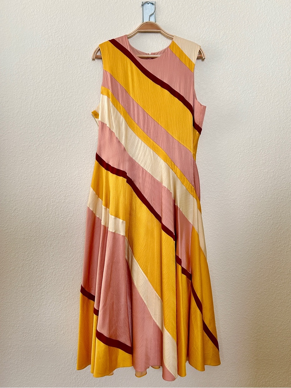 Roksanda Lucine Striped Hammered Silk Midi Dress size 12US 16UK
